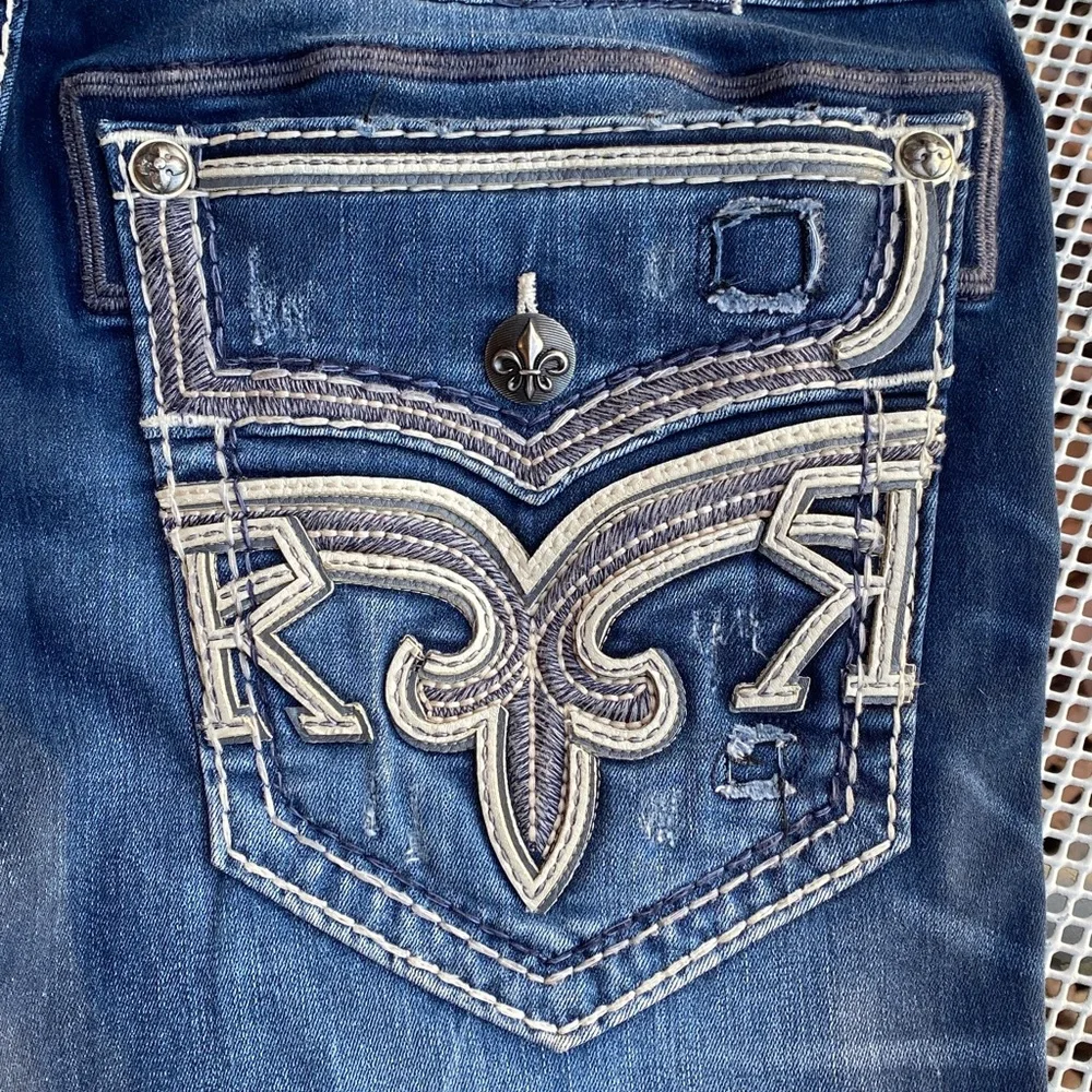 Rock Revival Blue Denim Jeans Elmwood boot size 34 - Picture 6 of 14